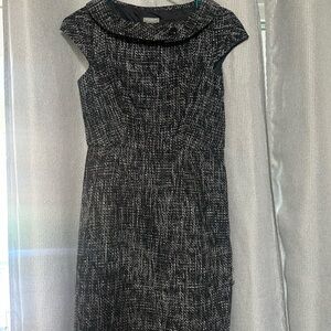Ann Taylor Black and White Textured Midi Dress